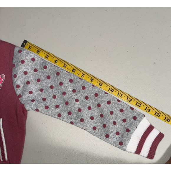 Unik Girls 4 Varsity Jacket Fleece Embroided Mini Bow Polka Dot Casual Everyday - Picture 9 of 10